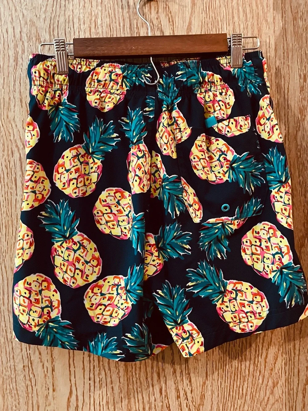 George Pineapple Print Swim Trunks - Navy with Yellow & Teal